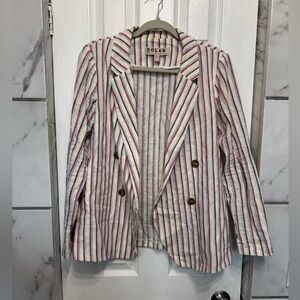 Anthropologie Dolan Anna Double-Breasted Striped Linen Blend Blazer